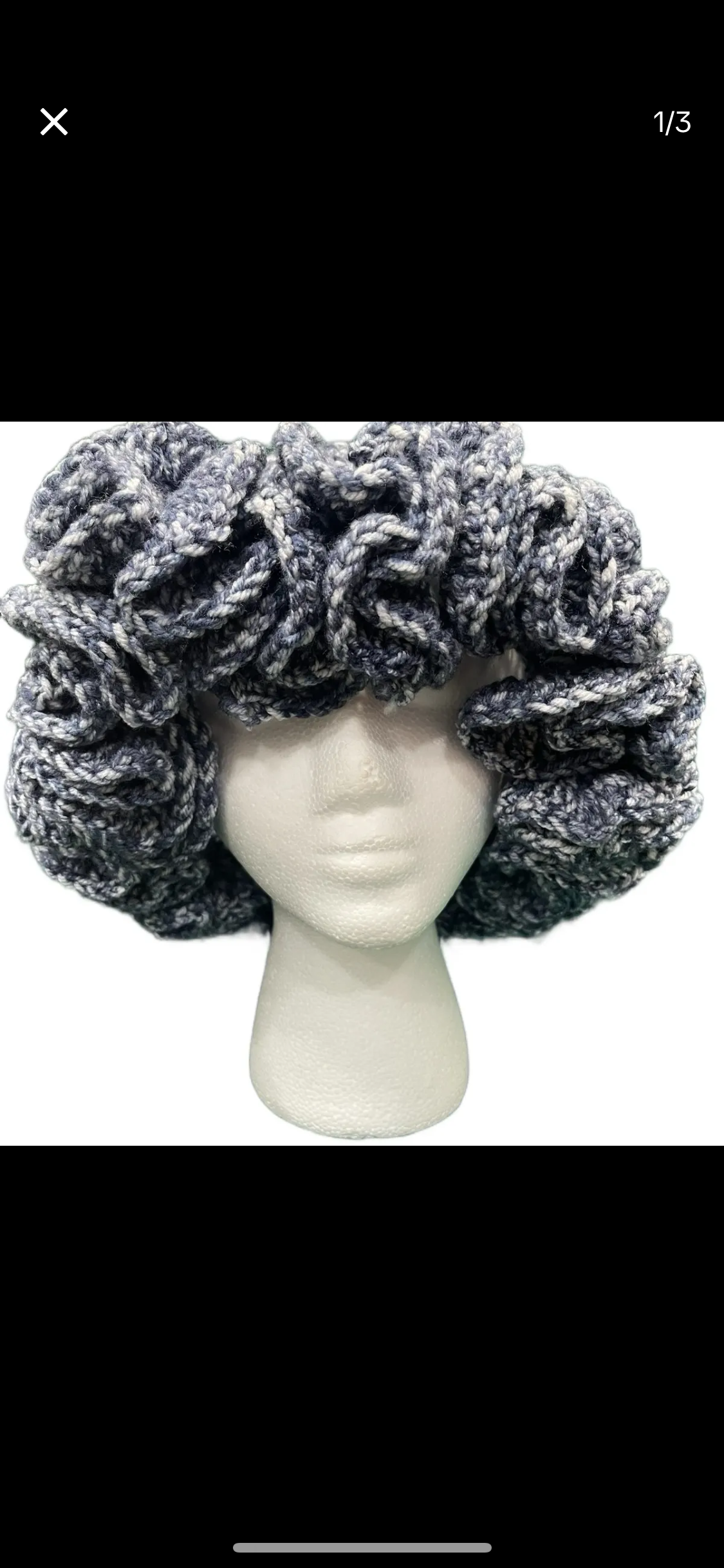 Charcoal Denim Crochet EXTREME Ruffle Bucket Hat
