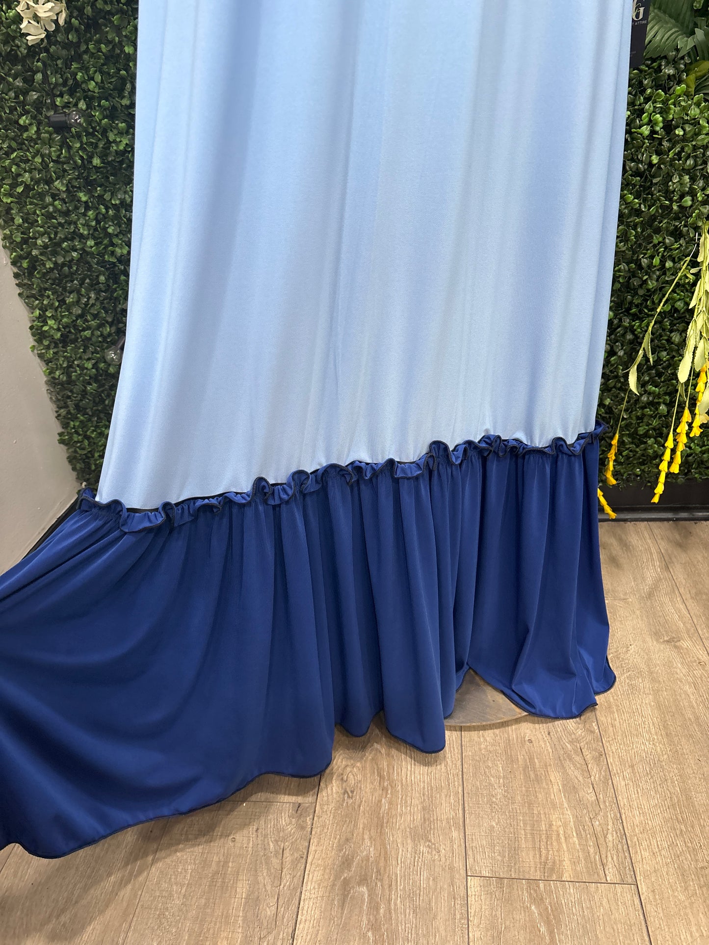Blue 2 Tone Gathered Aline Set